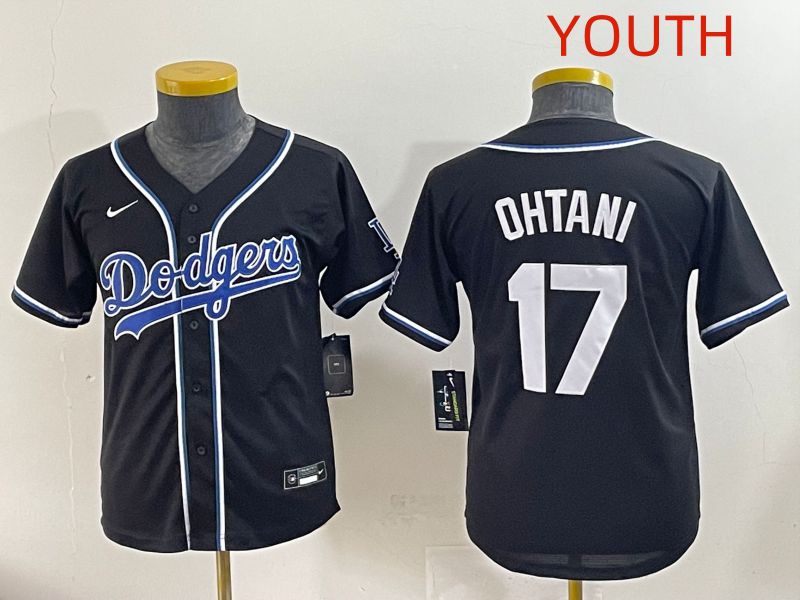 Youth 2025 Los Angeles Dodgers #17 Ohtani Black Three generations Fashion Nike MLB Jersey style 1